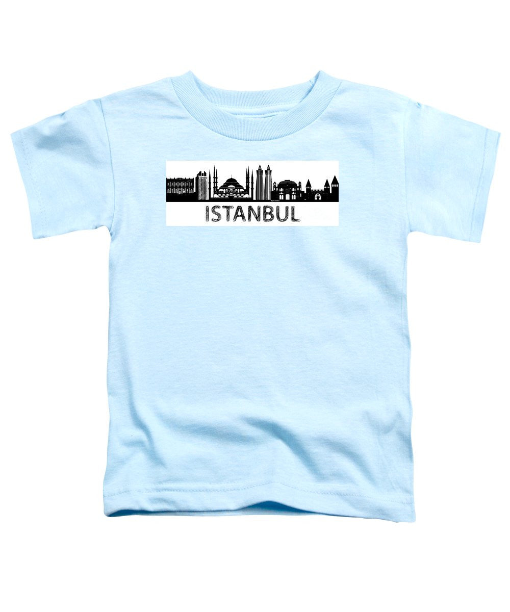 T-shirt pour tout-petits - Croquis de la silhouette d'Istanbul en noir et blanc