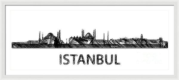 Framed Print - Istanbul Silouhette Sketch