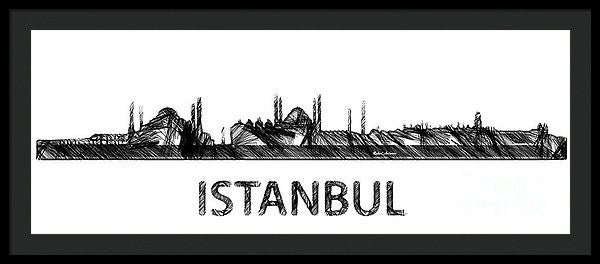 Framed Print - Istanbul Silouhette Sketch