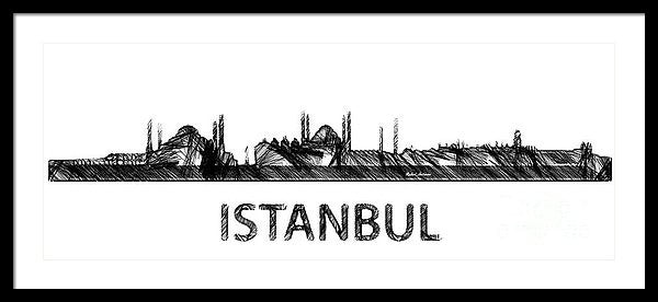 Framed Print - Istanbul Silouhette Sketch