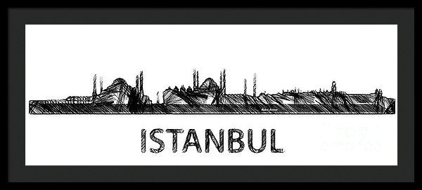 Framed Print - Istanbul Silouhette Sketch