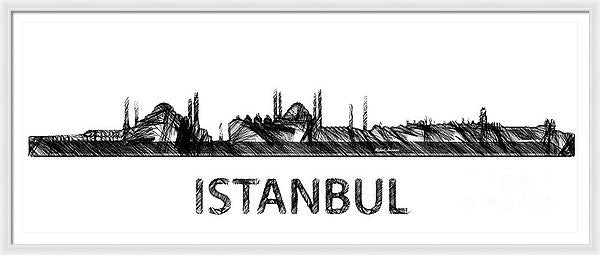 Framed Print - Istanbul Silouhette Sketch