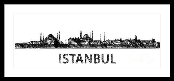 Framed Print - Istanbul Silouhette Sketch