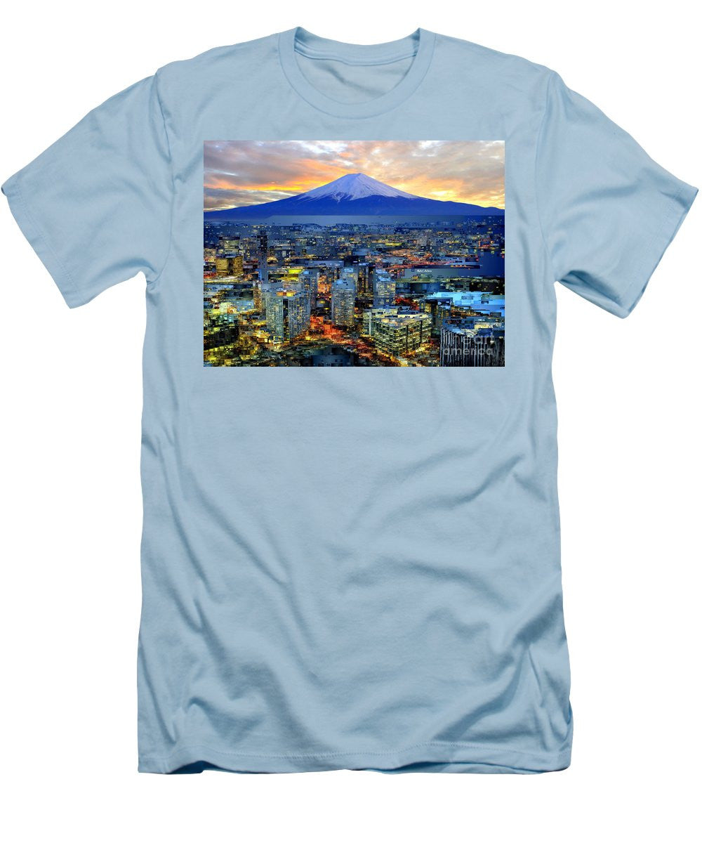 T-shirt pour homme (coupe ajustée) - Mont Fuji au Japon