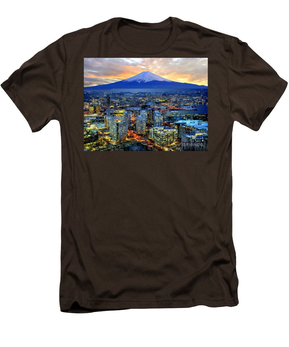 T-shirt pour homme (coupe ajustée) - Mont Fuji au Japon