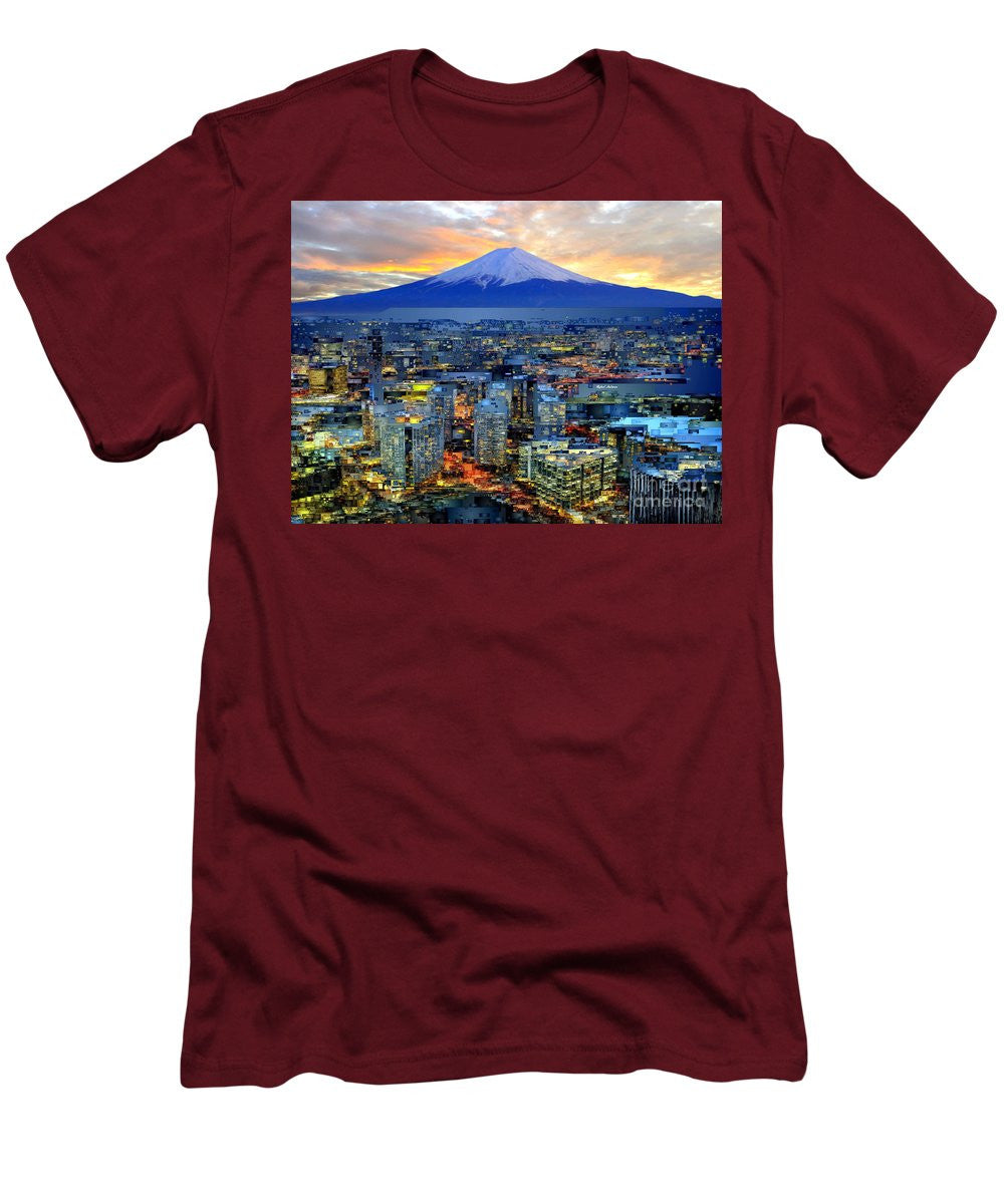 T-shirt pour homme (coupe ajustée) - Mont Fuji au Japon