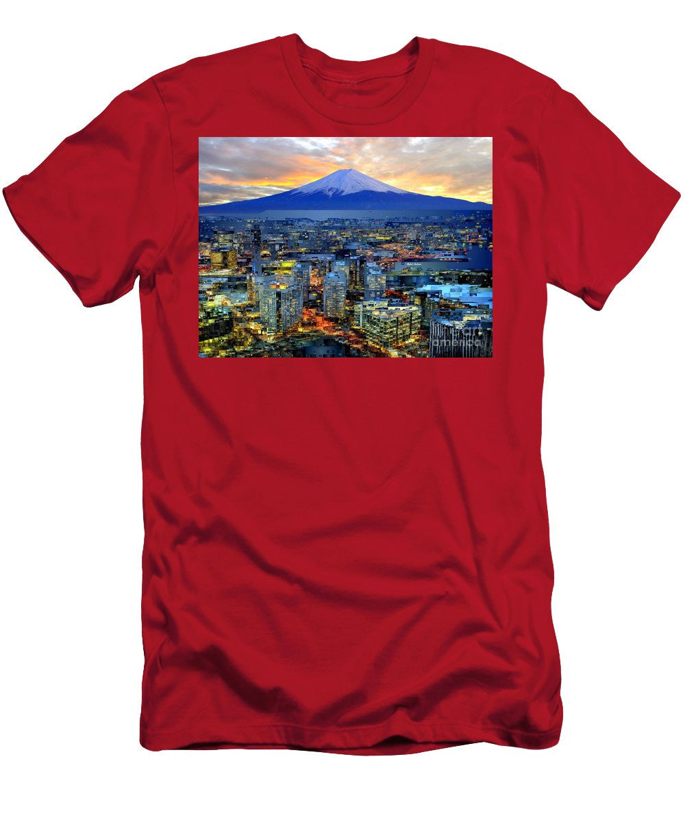 T-shirt pour homme (coupe ajustée) - Mont Fuji au Japon