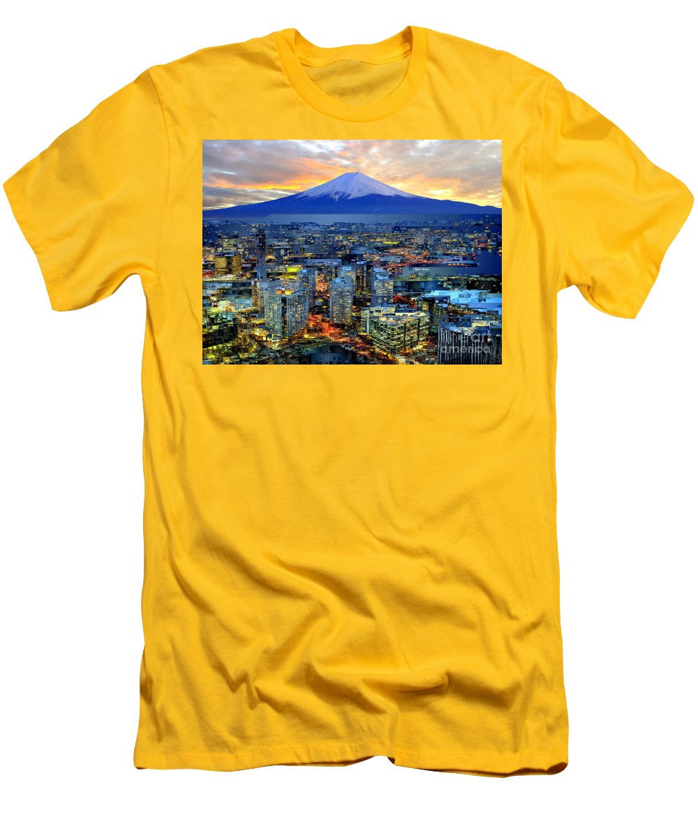 T-shirt pour homme (coupe ajustée) - Mont Fuji au Japon