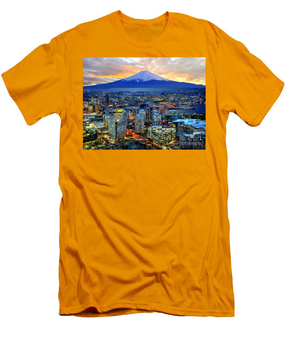 T-shirt pour homme (coupe ajustée) - Mont Fuji au Japon