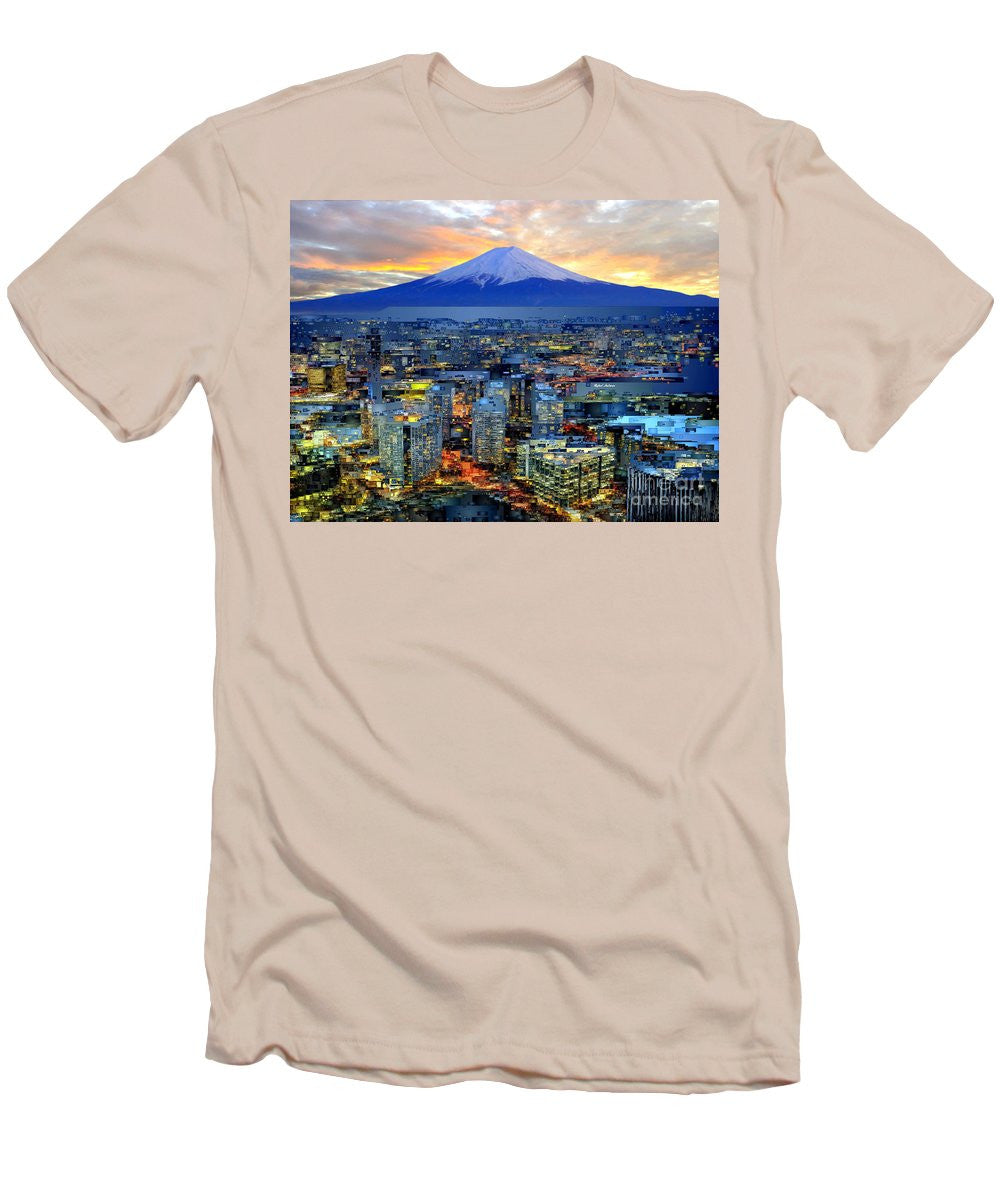 T-shirt pour homme (coupe ajustée) - Mont Fuji au Japon