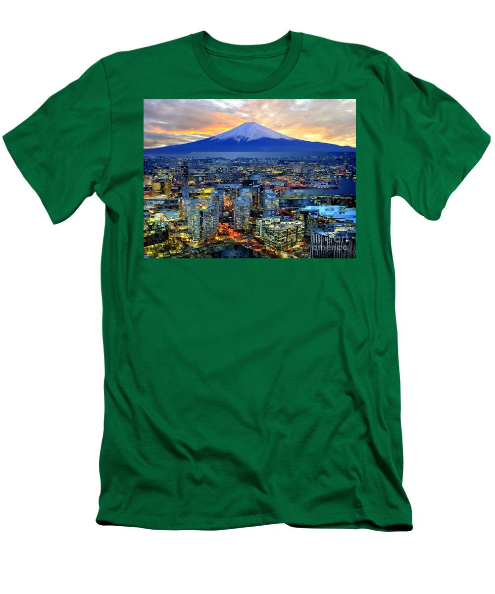 T-shirt pour homme (coupe ajustée) - Mont Fuji au Japon