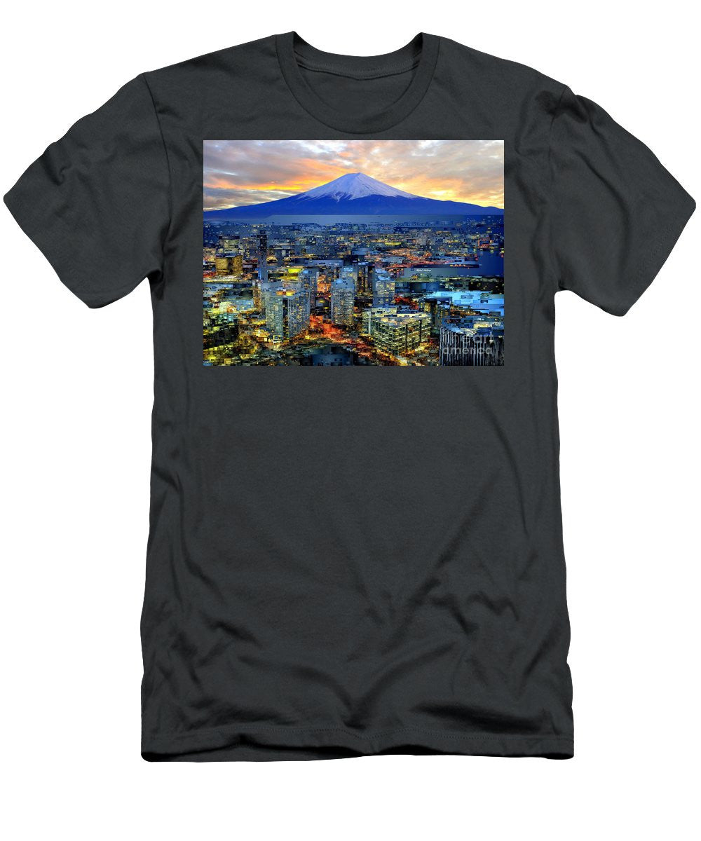 T-shirt pour homme (coupe ajustée) - Mont Fuji au Japon