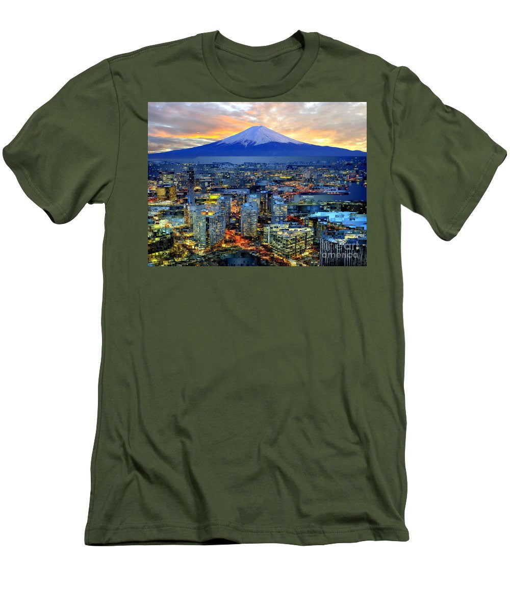 T-shirt pour homme (coupe ajustée) - Mont Fuji au Japon