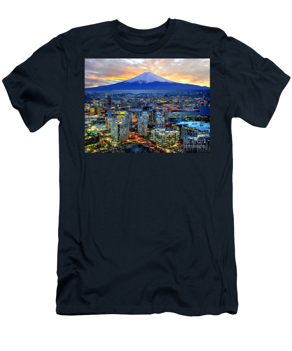 T-shirt pour homme (coupe ajustée) - Mont Fuji au Japon