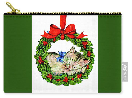 Carry-All Pouch - Kitten In A Christmas Wreath