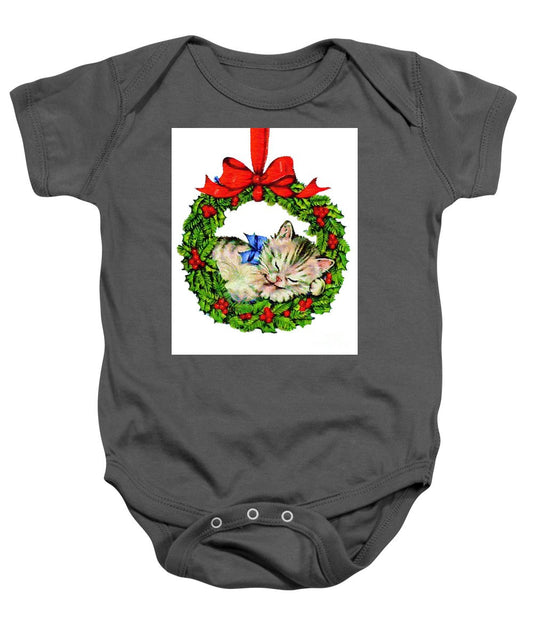 Baby Onesie - Kitten In A Christmas Wreath