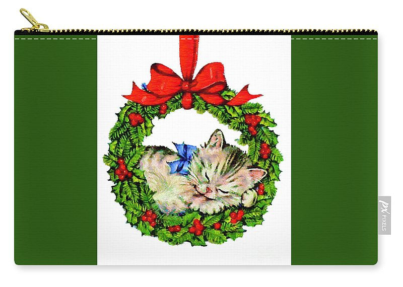 Carry-All Pouch - Kitten In A Christmas Wreath