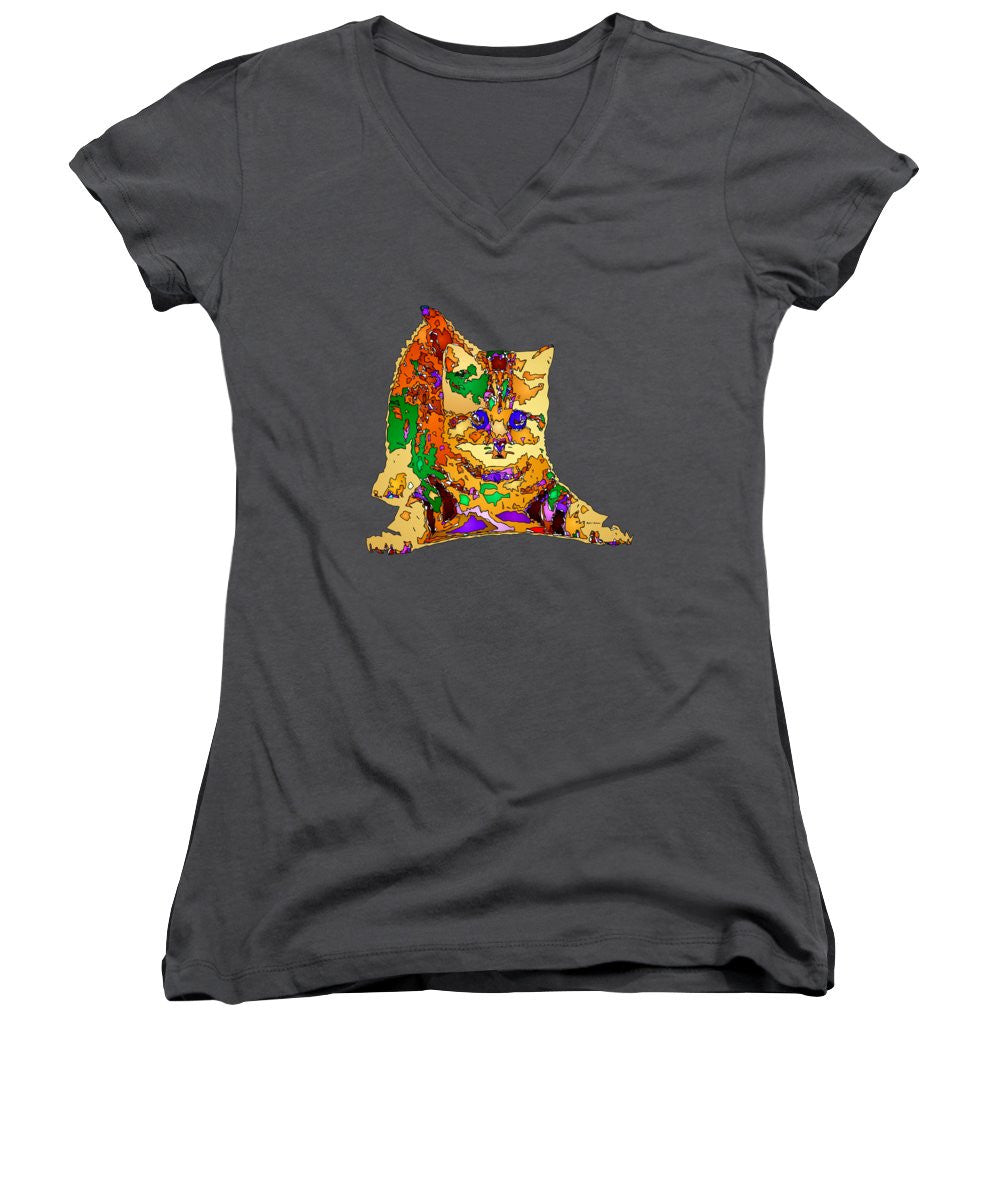 Women's V-Neck T-Shirt (Junior Cut) - Kitty Love. Pet Series