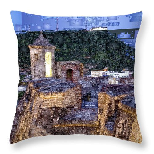 Throw Pillow - La Popa Hill Convent And Saint Philip Castle, Cartagena Colombia