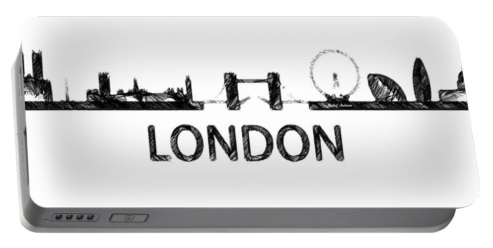 Portable Battery Charger - London Silouhette Sketch