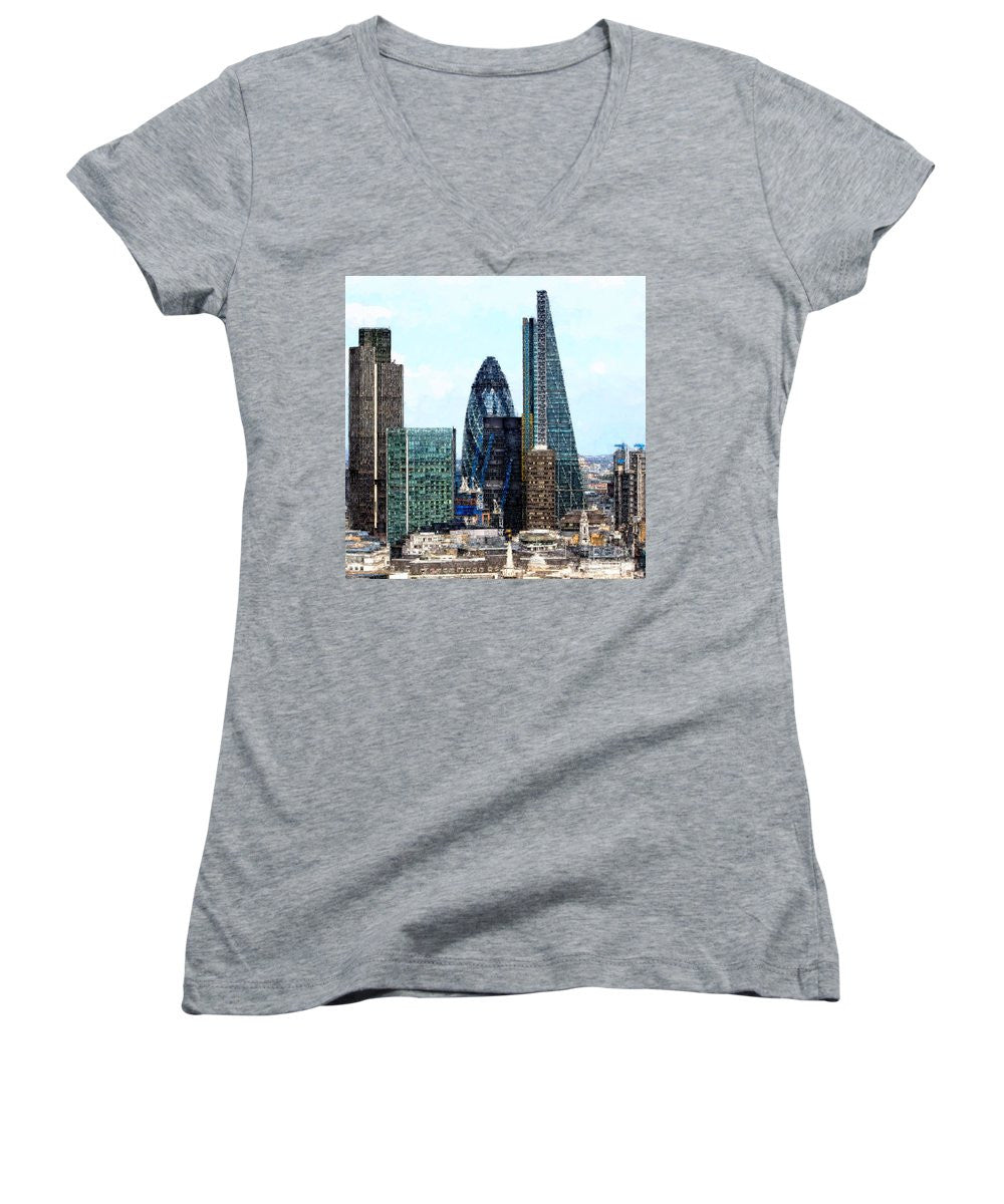 Women's V-Neck T-Shirt (Junior Cut) - London Skyline