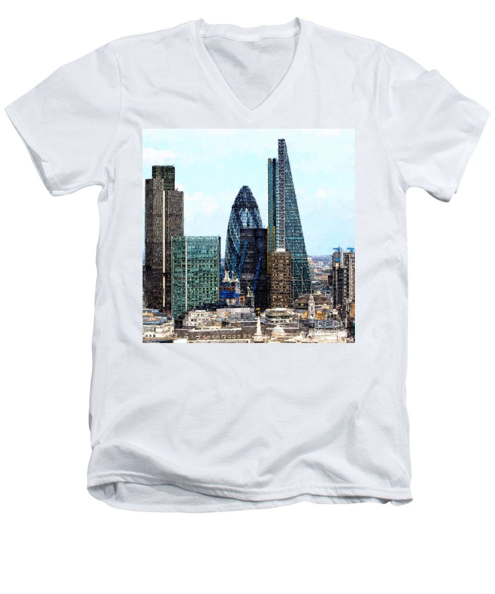 Men's V-Neck T-Shirt - London Skyline