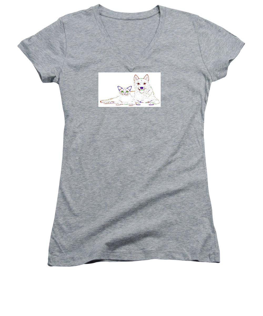 Women's V-Neck T-Shirt (Junior Cut) - Love Me. Pet Series