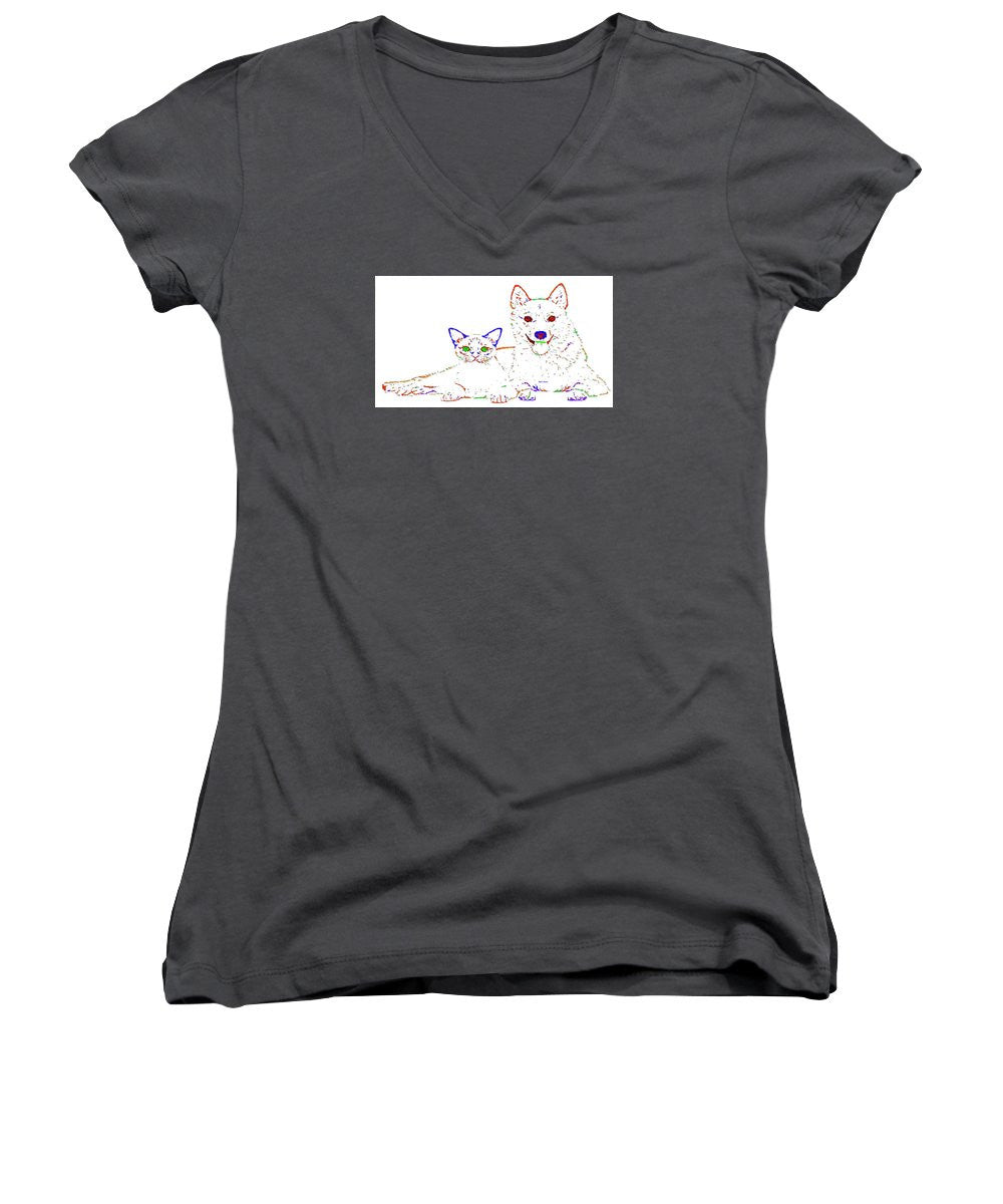 Women's V-Neck T-Shirt (Junior Cut) - Love Me. Pet Series