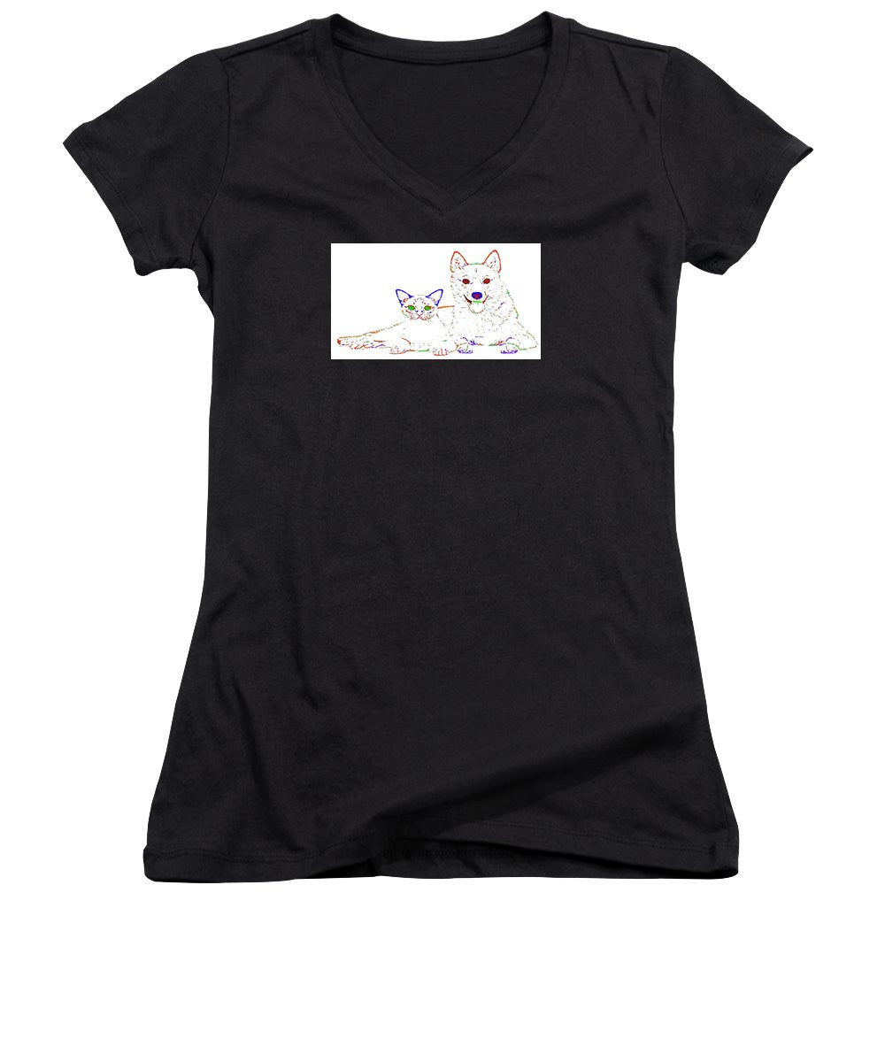 Women's V-Neck T-Shirt (Junior Cut) - Love Me. Pet Series