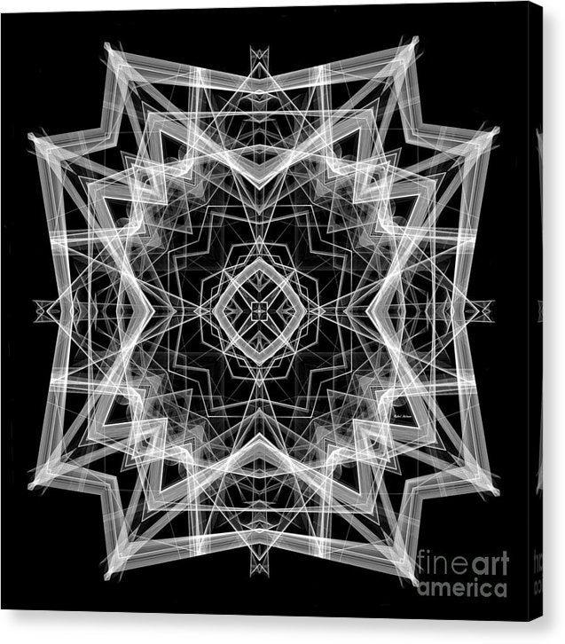 Mandala 3354b en noir et blanc - Impression sur toile