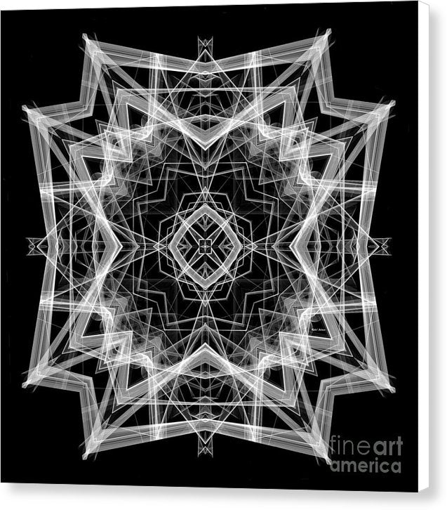 Mandala 3354b en noir et blanc - Impression sur toile