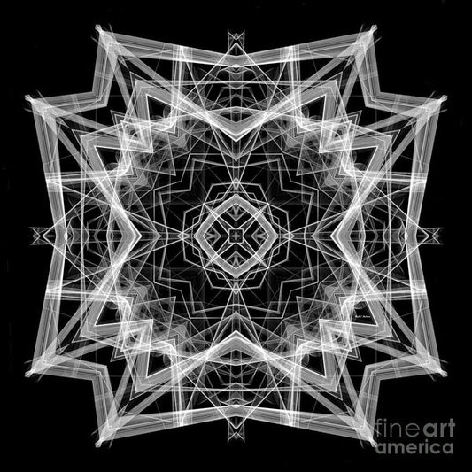 Mandala 3354b In Black And White - Art Print