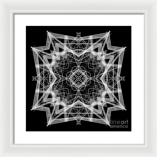 Mandala 3354b In Black And White - Framed Print