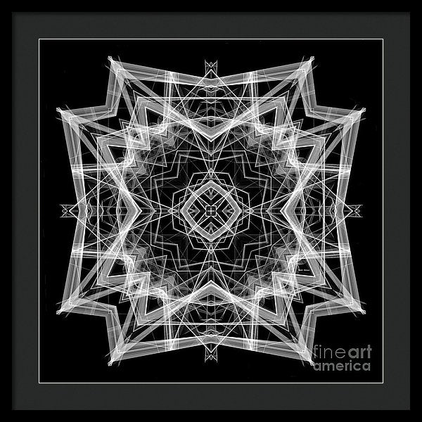 Mandala 3354b In Black And White - Framed Print