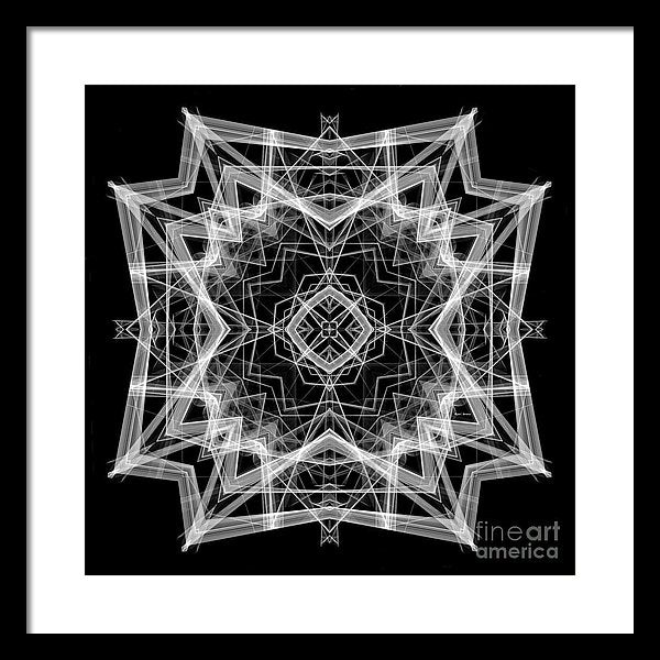 Mandala 3354b In Black And White - Framed Print