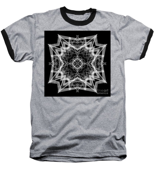 Mandala 3354b In Black And White - Baseball T-Shirt