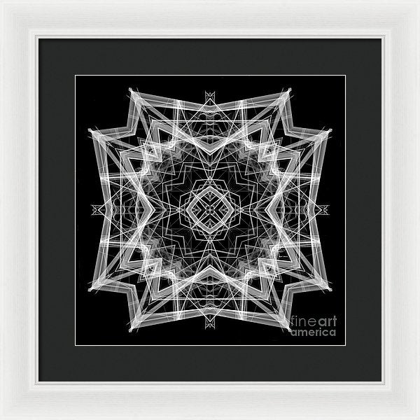 Mandala 3354b In Black And White - Framed Print