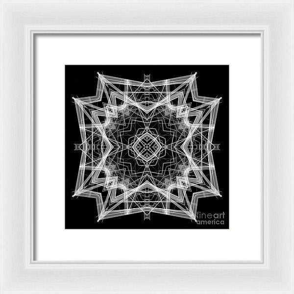 Mandala 3354b In Black And White - Framed Print