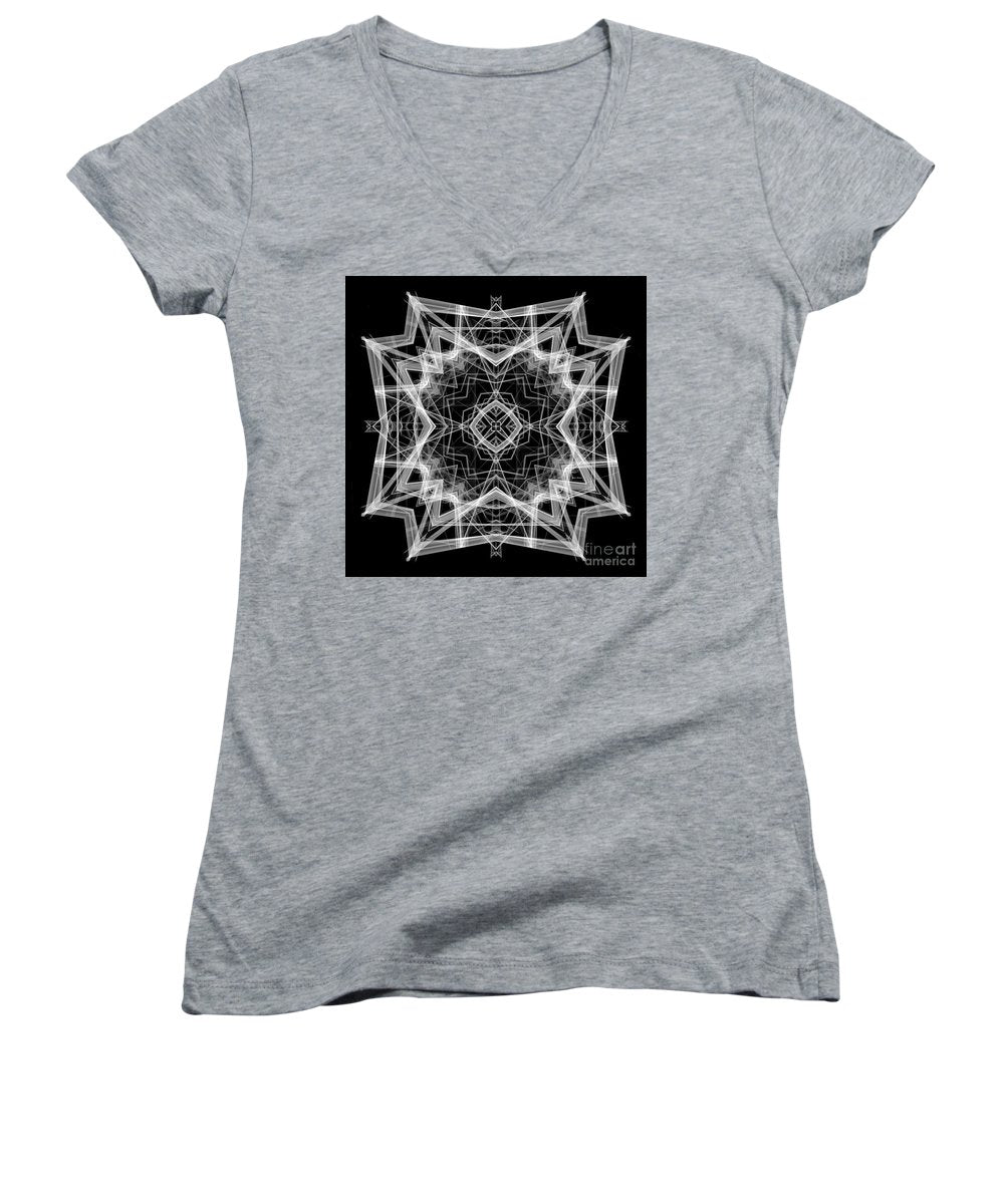 Mandala 3354b In Black And White - Women's V-Neck T-Shirt