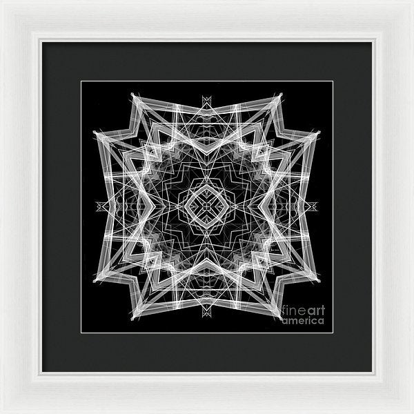 Mandala 3354b In Black And White - Framed Print