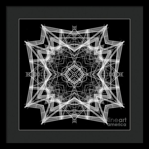 Mandala 3354b In Black And White - Framed Print