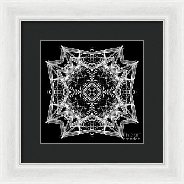 Mandala 3354b In Black And White - Framed Print