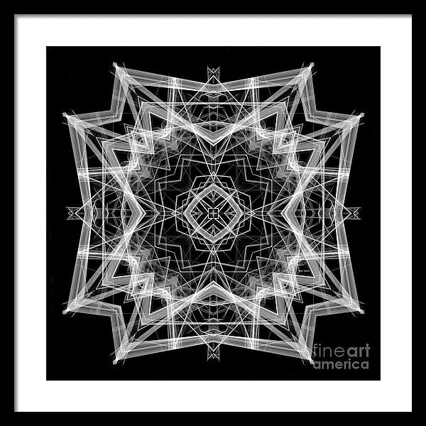 Mandala 3354b In Black And White - Framed Print