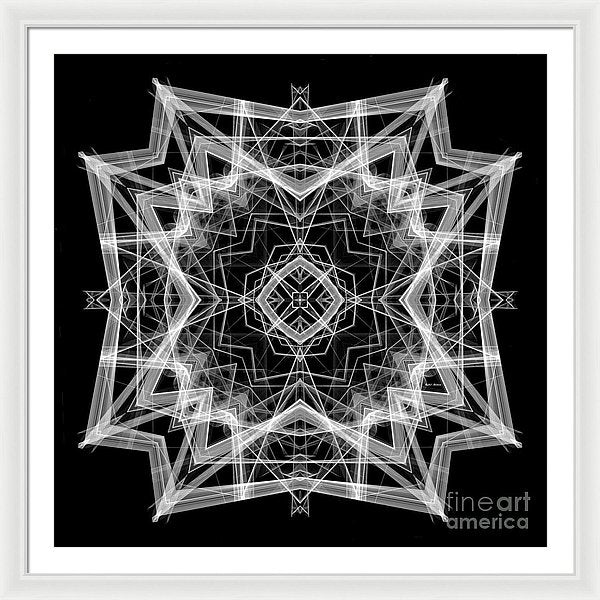 Mandala 3354b In Black And White - Framed Print