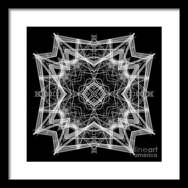 Mandala 3354b In Black And White - Framed Print