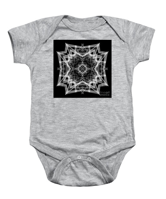 Mandala 3354b In Black And White - Baby Onesie