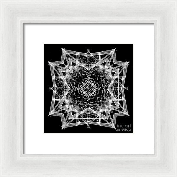 Mandala 3354b In Black And White - Framed Print