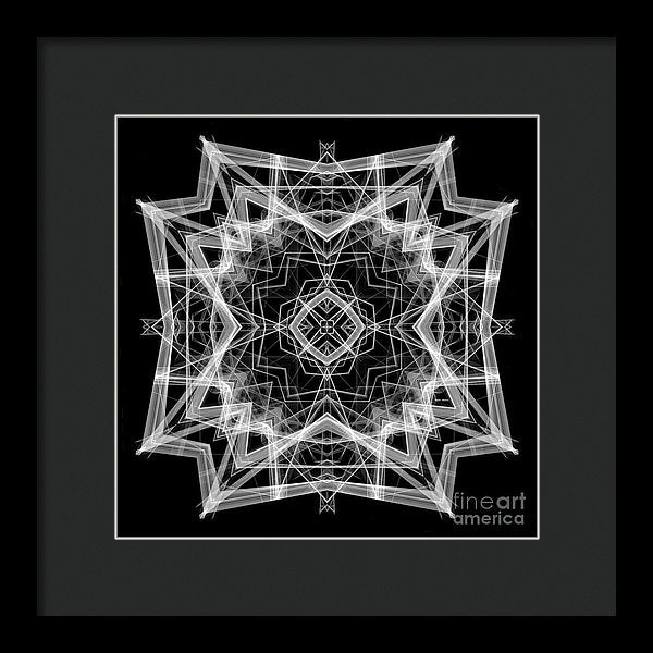 Mandala 3354b In Black And White - Framed Print