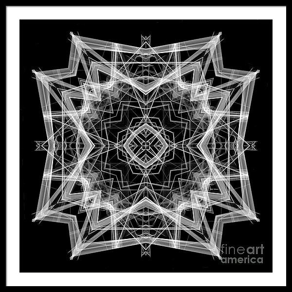 Mandala 3354b In Black And White - Framed Print