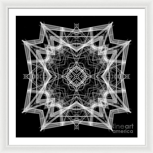 Mandala 3354b In Black And White - Framed Print